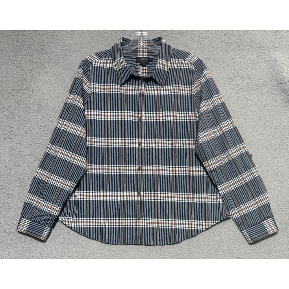 Pendleton long sleeve button up plaid shirt Womens size XL Petite 100% Cotton